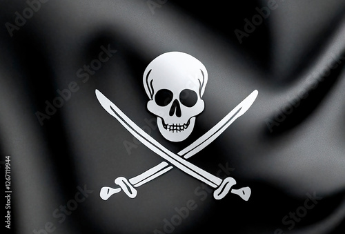 Bandeira de piratas com caveiras, ossos e espadas 