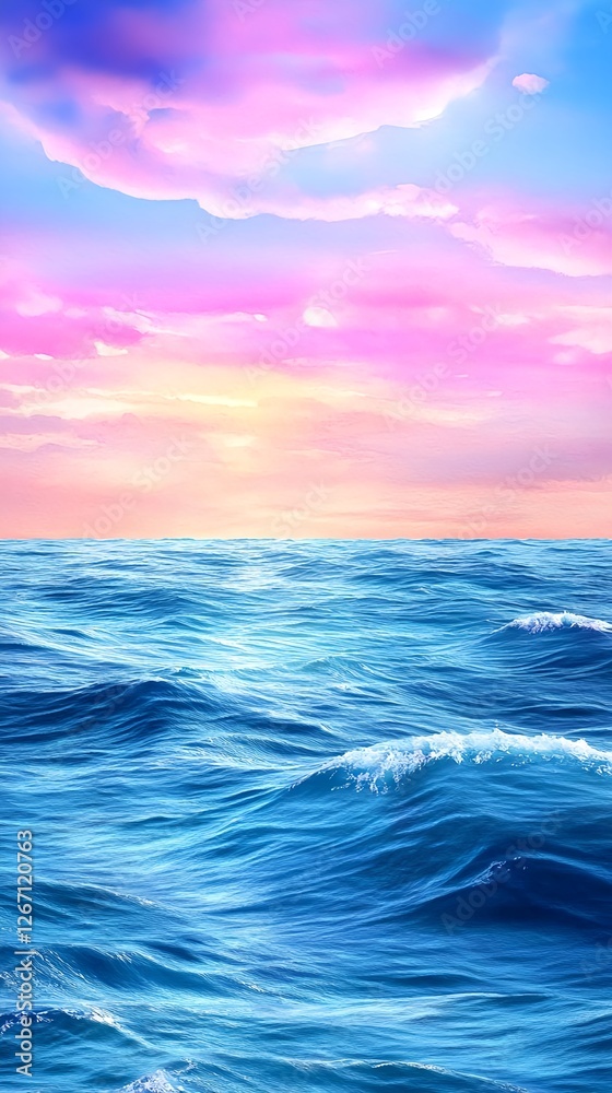 Fototapeta premium Pastel Sky Ocean Sunset Seascape - Pastel colors