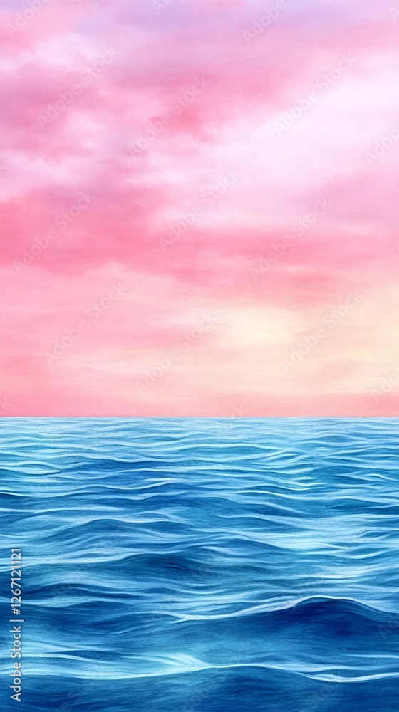 Obraz premium Pink Sky, Blue Ocean: Peaceful Seascape - Pastel colors