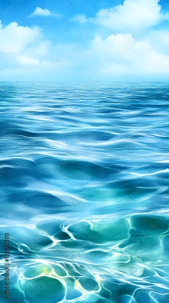 Fototapeta premium Serene Ocean Water, Blue Sky Background - Abstract nature