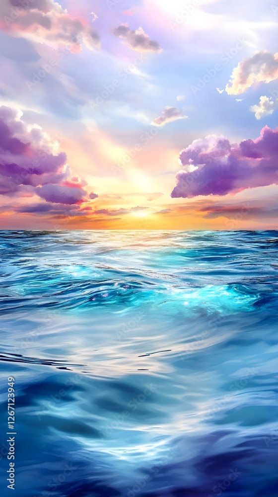 Obraz premium Serene Sunset Ocean: Dreamy Seascape - Pastel colors