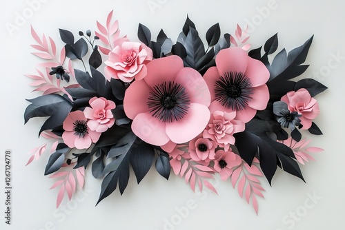 Elegant Pink and Black Paper Flower Arrangement