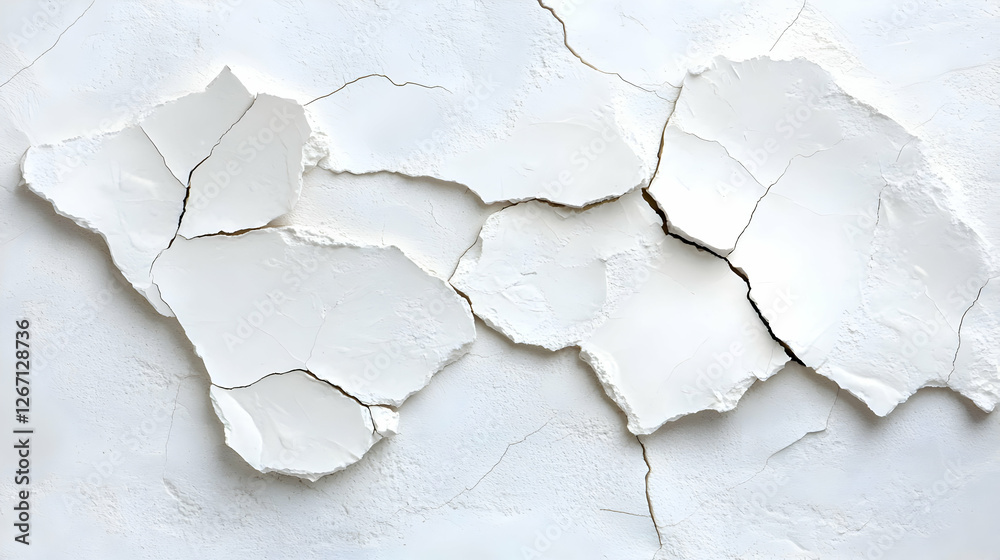 Fototapeta premium Cracked white plaster texture background