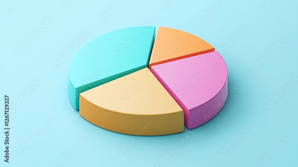 Obraz premium 3D Pie Chart with Data Indicators for Visual Data Analysis