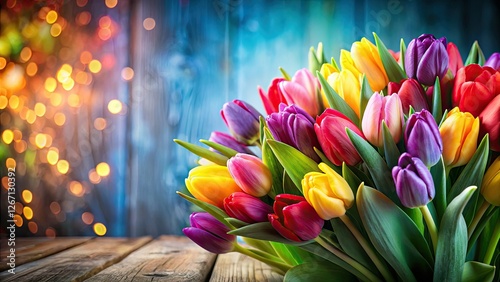 Colorful tulips burst into bloom, creating a vibrant spring floral photography masterpiece.