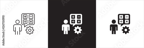 Accounting icon. Finance report icons. Symbol of financial, tax, bill, billing, calculation, calculate, accountant reports, file, document. Vector icon design in thin line and solid.