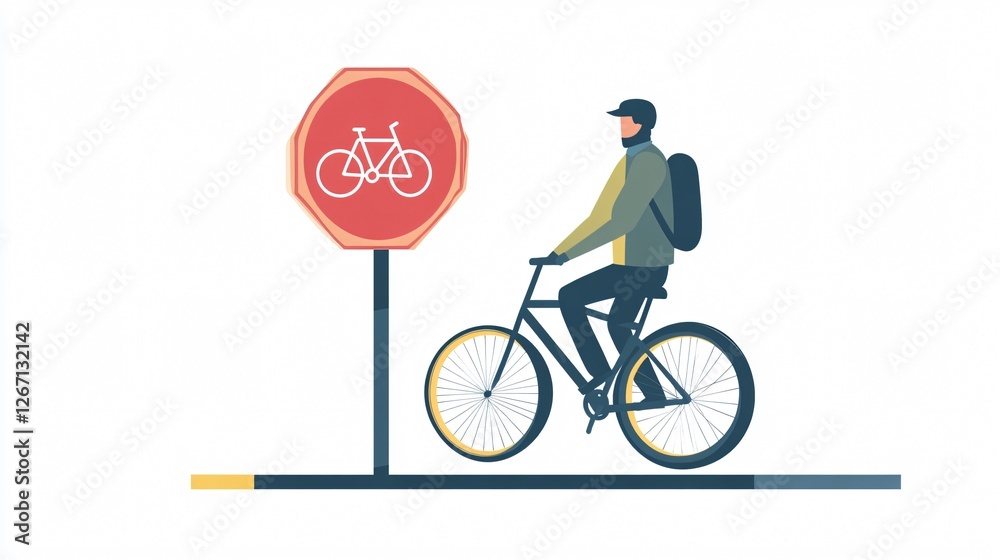 Fototapeta premium No Bicycle Allowed Road Sign Vector Illustration