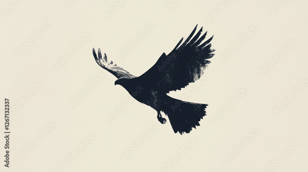 Fototapeta premium Eagle soaring, light background, freedom concept, nature design