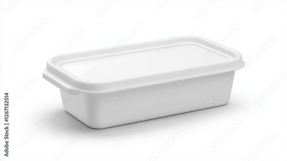 Ultra-realistic image of a white plastic sandwich box with a secure snap lid, isolated on a white background
Ultra-realistic image of a white plastic sandwich box with a secure snap lid, isolated on a white background