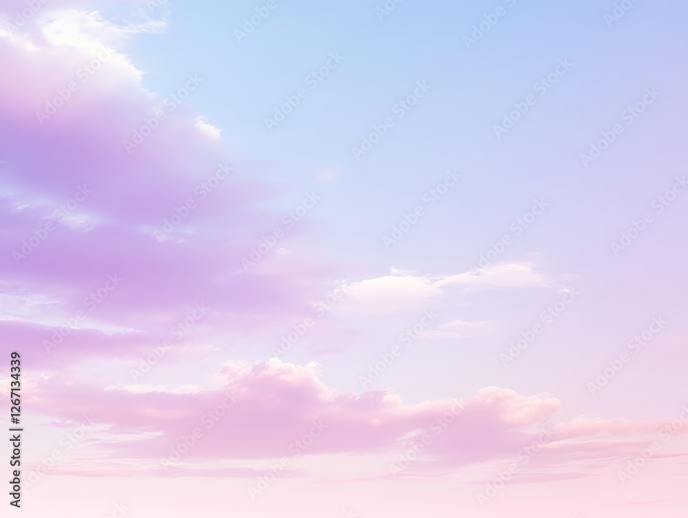 Obraz premium Pastel Pink and Blue Sky with Clouds - Dreamy Background