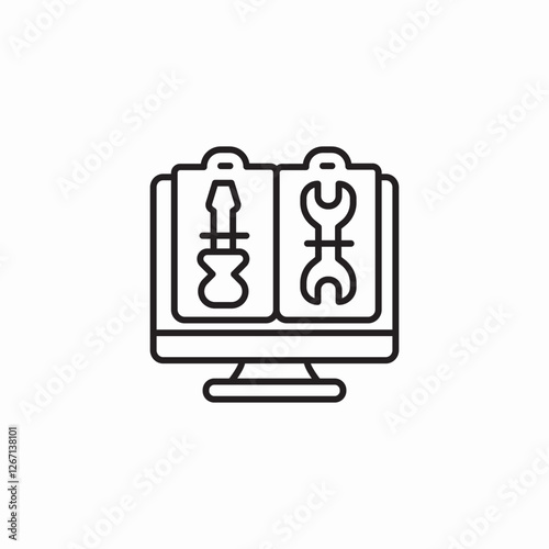 desktop computer tools icon sign vector