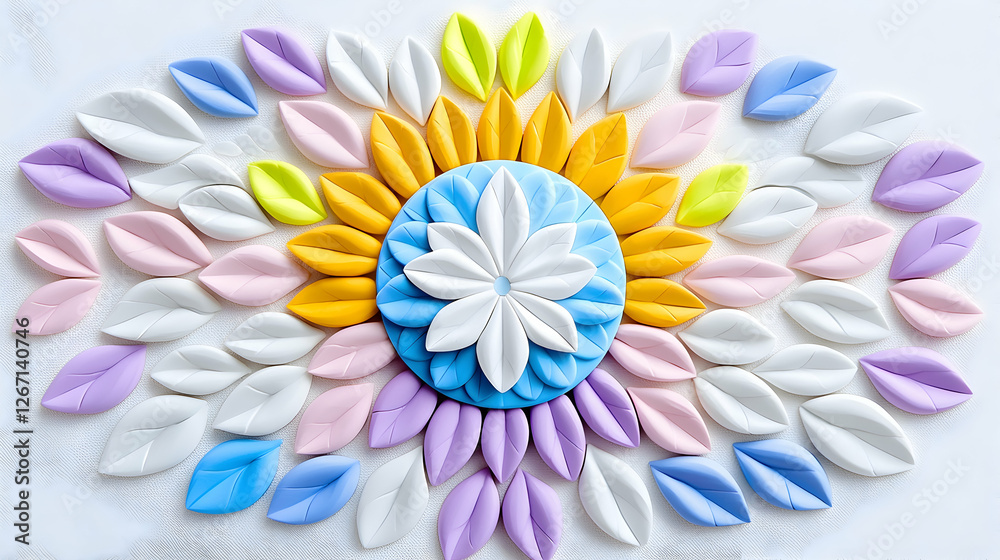 Obraz premium Colorful clay leaf mandala art on marble
