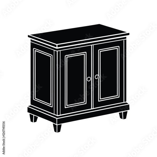 wooden cabinet with drawer silhouette