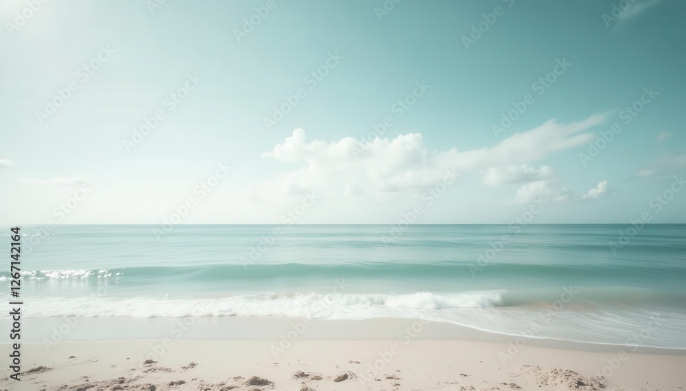Soft Focus Beach Scene, Sunny Day, Calm Waves, Coastal Relaxation Soft Focus Beach Scene, Sunny Day, Calm Waves, Coastal Relaxation