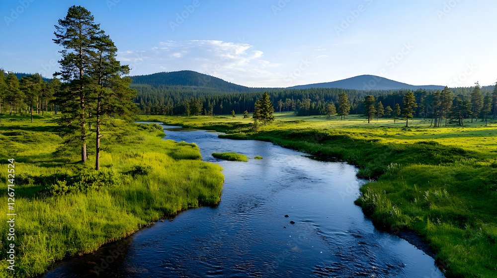 Pristine Black Forest River Landscape Pristine Black Forest River Landscape