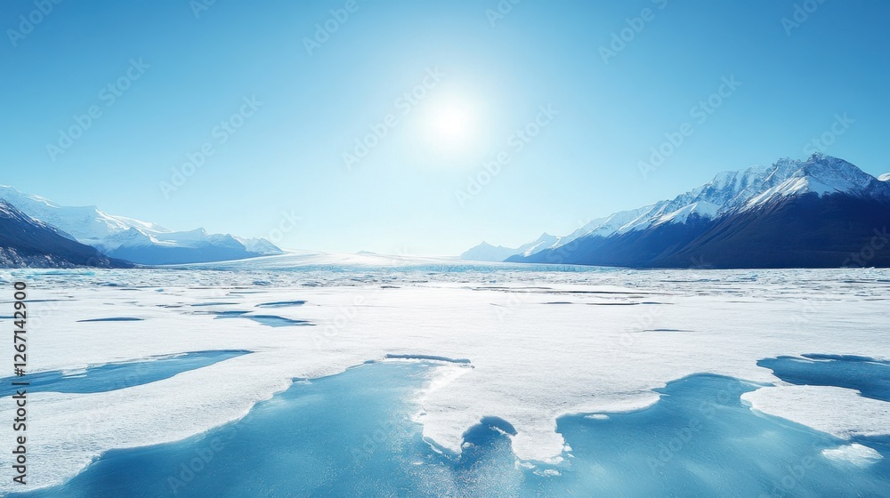 Aerial View of Glacier Under Bright Daylight Aerial View of Glacier Under Bright Daylight