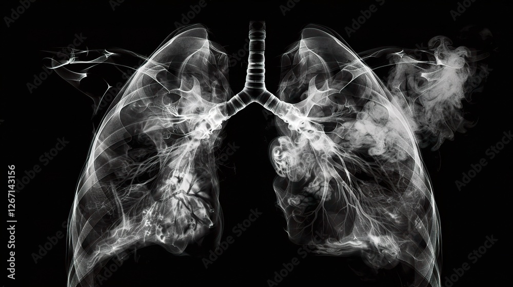 A person suffering from pulmonary emphysema showing symptoms like shortness of breath and coughing A person suffering from pulmonary emphysema showing symptoms like shortness of breath and coughing