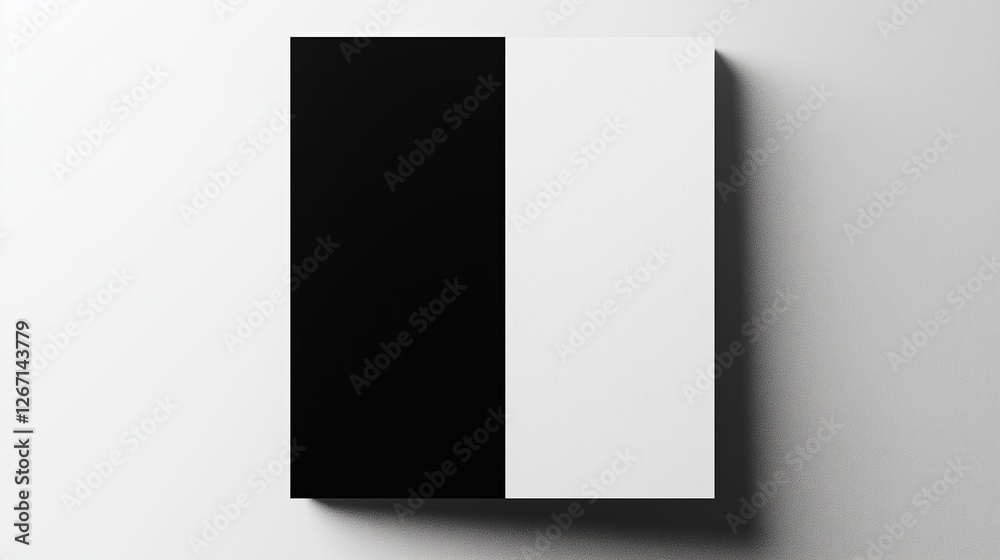A rectangle cut in half, one side black, the other pure white A rectangle cut in half, one side black, the other pure white