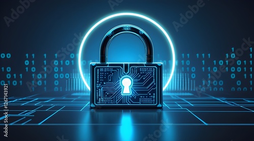 Wallpaper Mural Secure data encryption with futuristic lock and circuits | Futuristic Cybersecurity Lock with Digital Data Encryption Background Torontodigital.ca