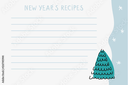 Blank recipe card for new year celebration cooking and meal planning