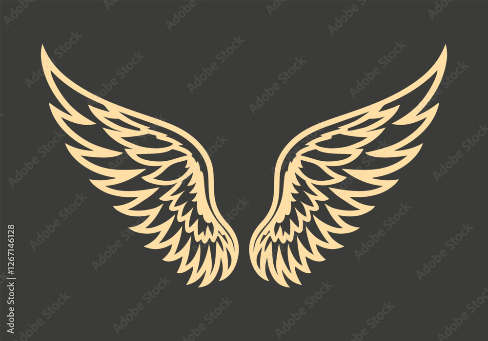 Angel wings silhouette tattoo. Vector illustration. Angel wings silhouette tattoo. Vector illustration.