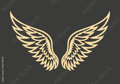 Angel wings silhouette tattoo. Vector illustration.