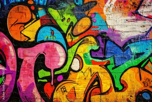 Wallpaper Mural Vivid urban graffiti wall capturing street art energy. Neural network AI generated Torontodigital.ca