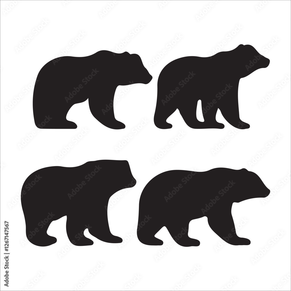 Fototapeta premium Vector bear silhouette isolated on white background Bear icon modern symbol logo black bear image