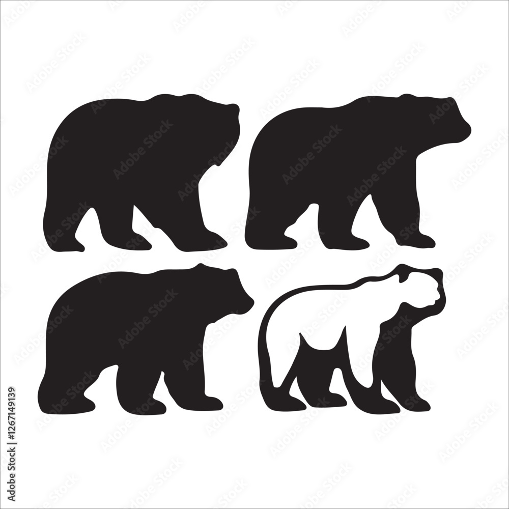 Vector bear silhouette isolated on white background Bear icon modern symbol logo black bear image