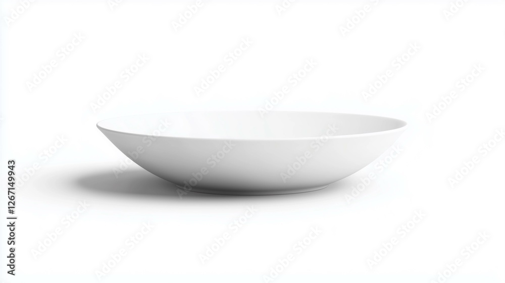Ultra-realistic image of a white ceramic pasta bowl with a wide brim, isolated on a white background
Ultra-realistic image of a white ceramic pasta bowl with a wide brim, isolated on a white background