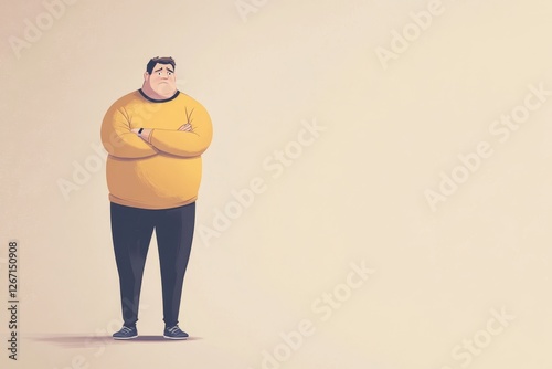 Bullying Overweight People. Sad Upset Fat Person, 