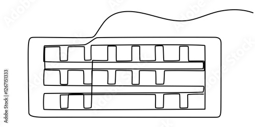 Keyboard. Bicolor line icon on black or white background - Editable stroke, continuous one line drawing, Outline vector keyboard top view, Simply Computer Keyboard, Simply Computer Keyboard.