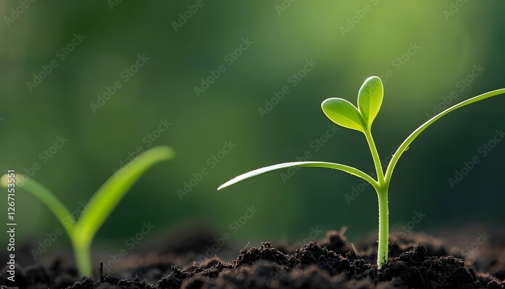 Close-up shot of a tiny seedling sprouting from rich soil, symbolizing new beginnings and sustainability Close-up shot of a tiny seedling sprouting from rich soil, symbolizing new beginnings and sustainability