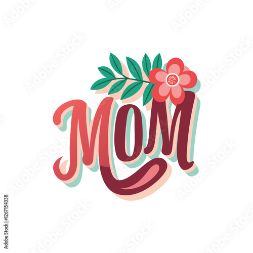 Color mom text with beautiful vector mothers day fesign photo