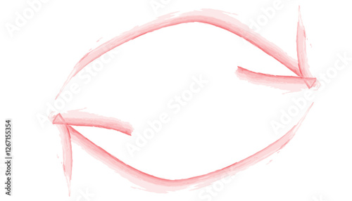 赤い円弧矢印の水彩イラスト4