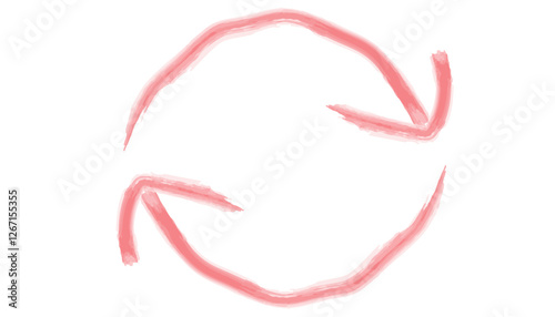 赤い円弧矢印の水彩イラスト2