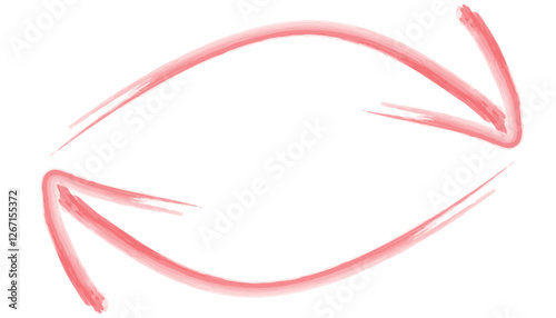 赤い円弧矢印の水彩イラスト3