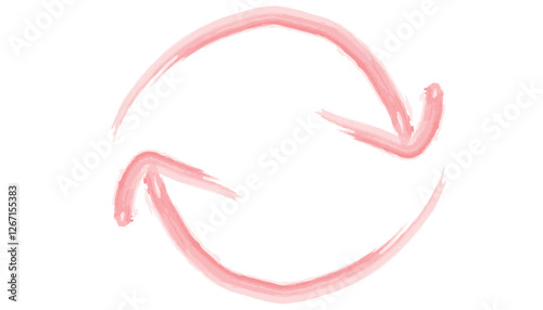 赤い円弧矢印の水彩イラスト1