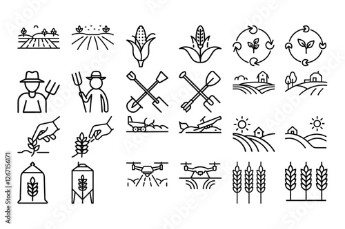 High quality agriculture outline icon vector illustration, perfect for farming, organic products, eco-friendly designs, agribusiness branding, and rural development themes.