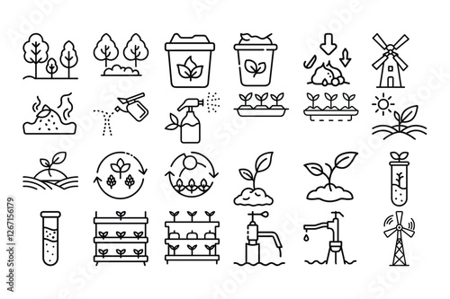 High quality agriculture outline icon vector illustration, perfect for farming, organic products, eco-friendly designs, agribusiness branding, and rural development themes.