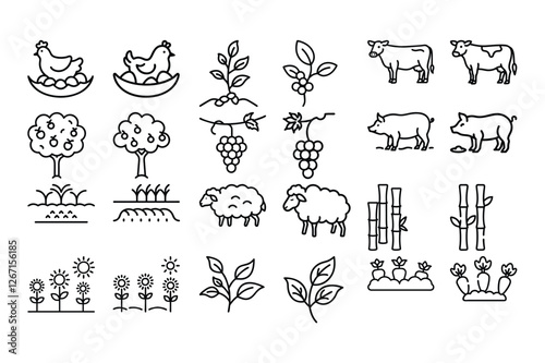 High quality agriculture outline icon vector illustration, perfect for farming, organic products, eco-friendly designs, agribusiness branding, and rural development themes.