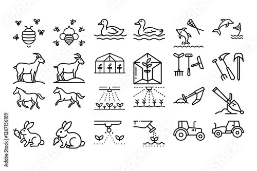 High quality agriculture outline icon vector illustration, perfect for farming, organic products, eco-friendly designs, agribusiness branding, and rural development themes.