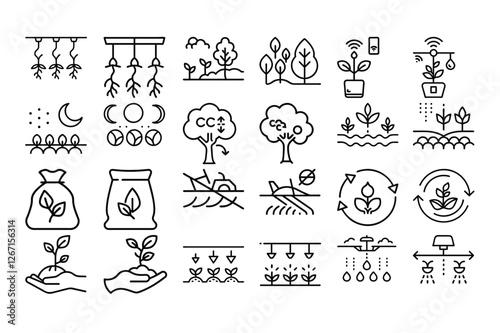 High quality agriculture outline icon vector illustration, perfect for farming, organic products, eco-friendly designs, agribusiness branding, and rural development themes.