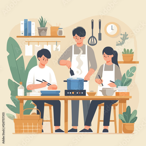 vector image of people cooking