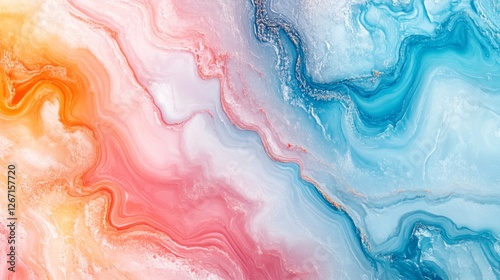 Wallpaper Mural Abstract artwork features swirling textures of orange pink and blue Torontodigital.ca