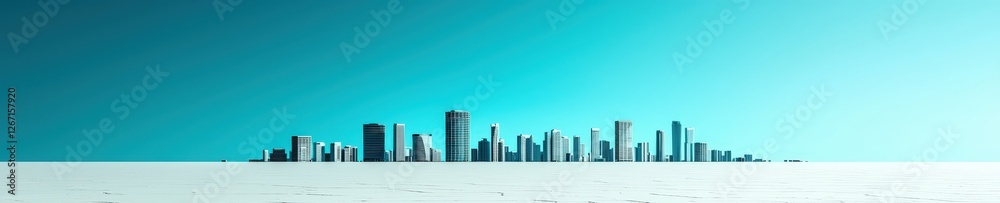 Fototapeta premium Urban skyline with futuristic architecture against a blue backdrop