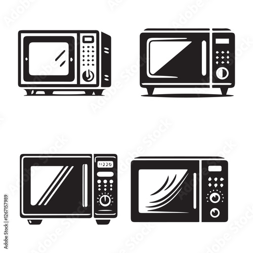 Microwave Silhouette on White Background

