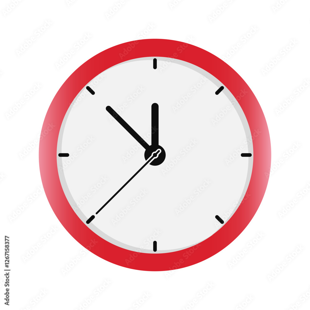 wall clock illustration. Red clock icon in flat design style, red analogue wall clock vector illustration wall clock illustration. Red clock icon in flat design style, red analogue wall clock vector illustration