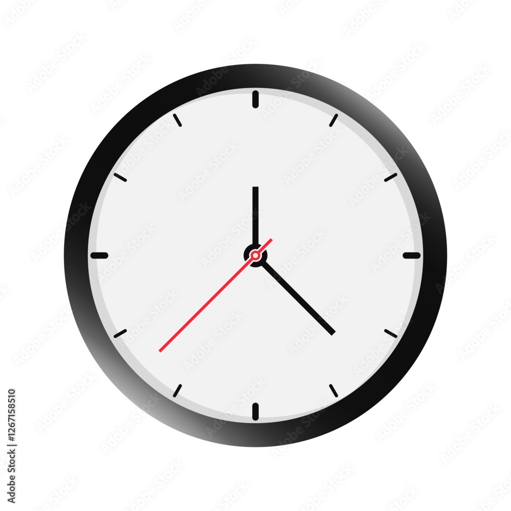 Wall clock. Simple wall clock. Minimalist watch. Classic design wall clock. Vector illustration Wall clock. Simple wall clock. Minimalist watch. Classic design wall clock. Vector illustration
