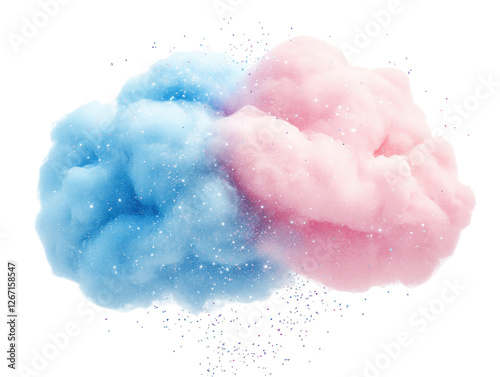 Isolated Pink and Blue Cotton Candy Cloud with Sparkles